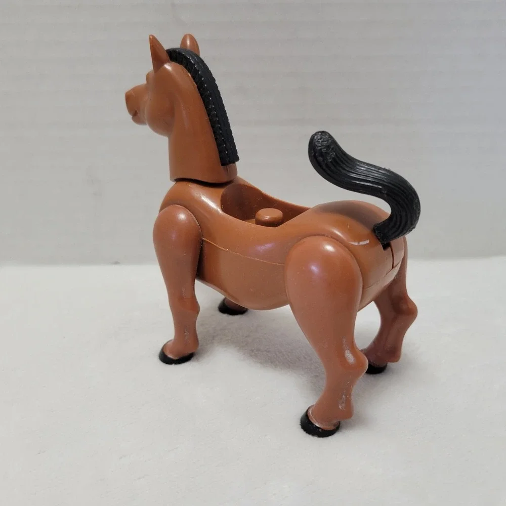 Vtg Playskool‎ Playmates  Horse Brown Body Black Mane Tail Plastic